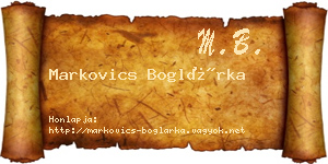 Markovics Boglárka névjegykártya